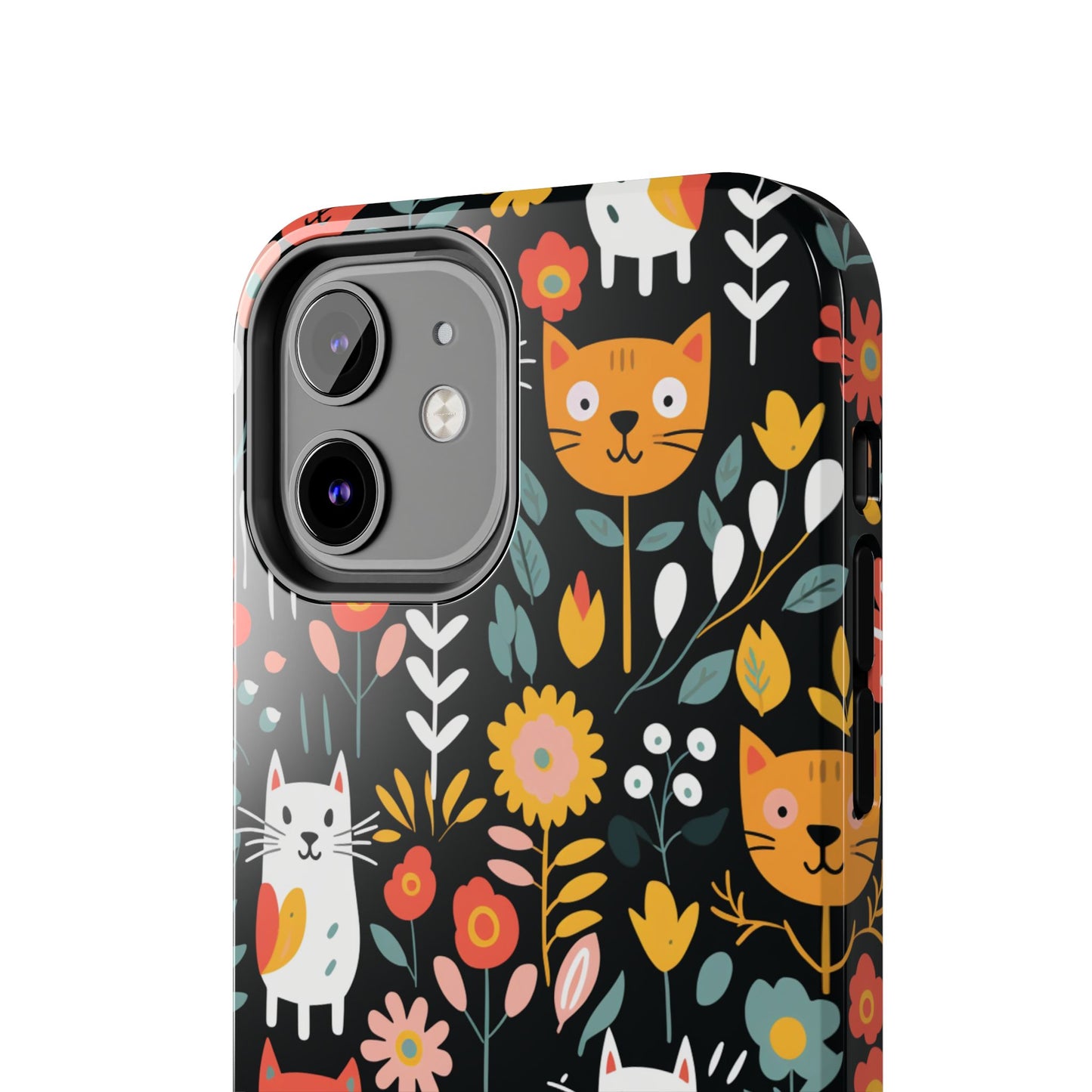 Whimsical Feline Garden iPhone and Samsung Tough Phone Cases,