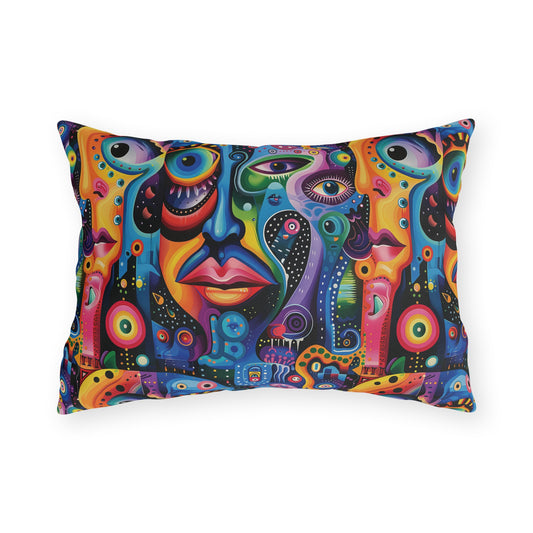 Psychedelic Visions Vibrant Outdoor Pillows - Colorful Abstract Designs for Patio & Garden Decor