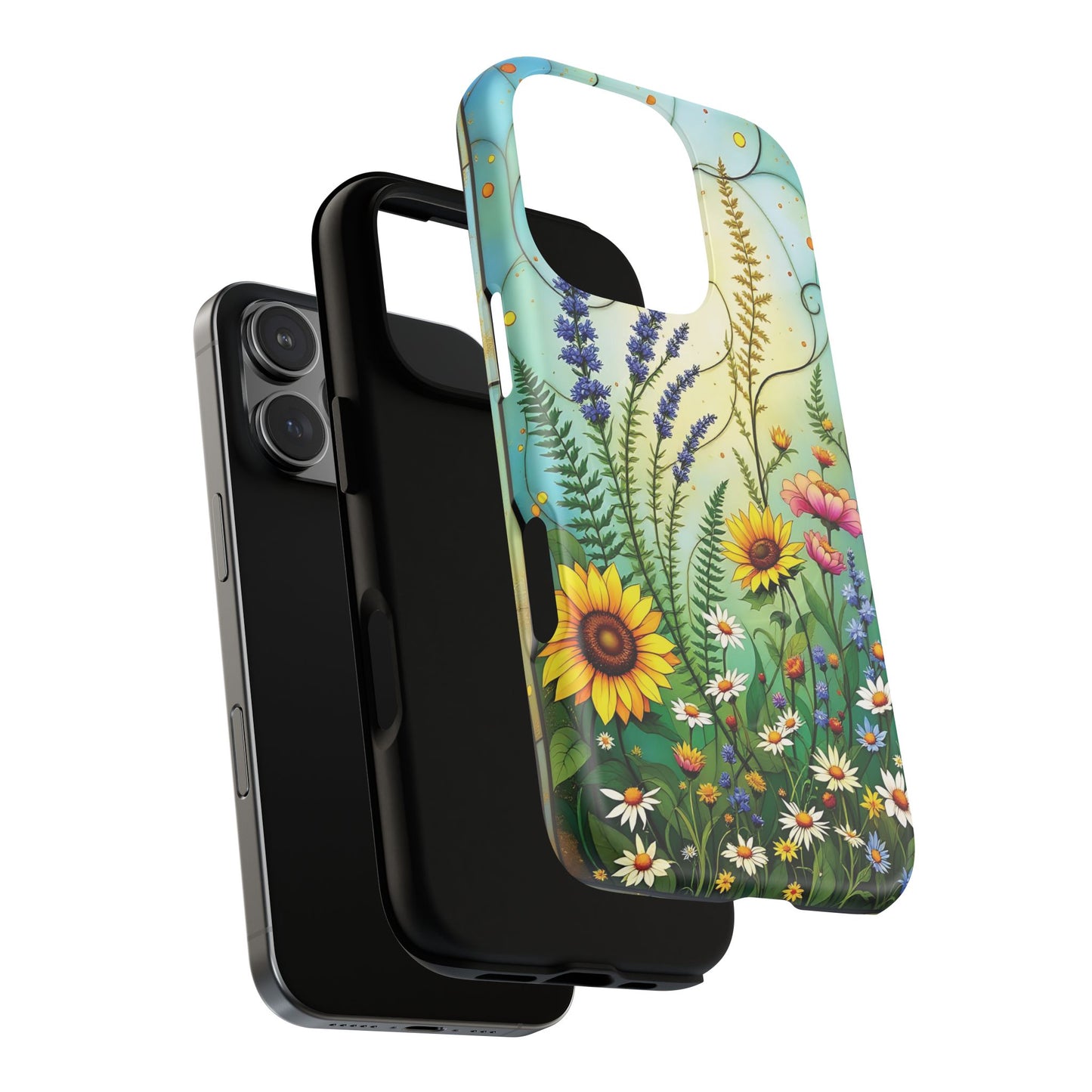 Floral Stained Harmony Glass Tough Magnetic Phone Case | Nature Inspired Design | Durable Protection | Gift for Nature Lovers | Spring Vibe