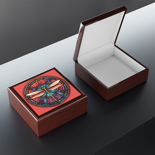 Dragonfly Stained Glass Jewelry Box — Decorative Trinket Keepsake for Her