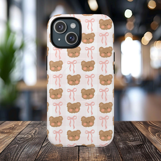 Cute Bear Pattern Magnetic Phone Case, Durable Animal Design, Gift for Kids, Trendy Case for iPhone, Cute Phone Accessory
