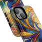 Mosaic Peacock Feathers Magnetic Phone Case, Tough Phone Shell, Vibrant Art Case, Gift for Her, Unique Phone Accessory, Wildlife Lover's Gift, Stained Glass Case.