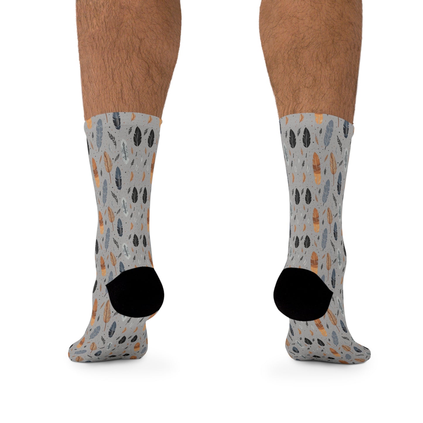 Whispering Feathers Grey Christmas Recycled Poly Socks