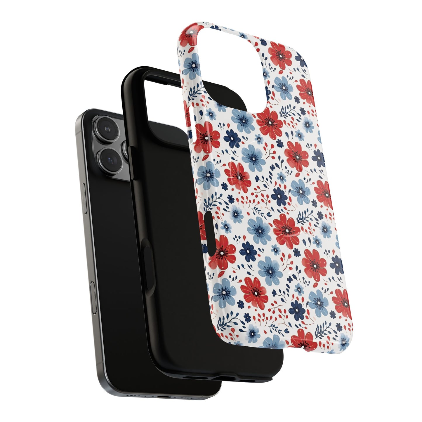 Patriotic Floral Dreams Tough Magnetic iPhone Cases, Durable, Stylish, Gift for Her, Protective Phone Cover, Spring Floral Design