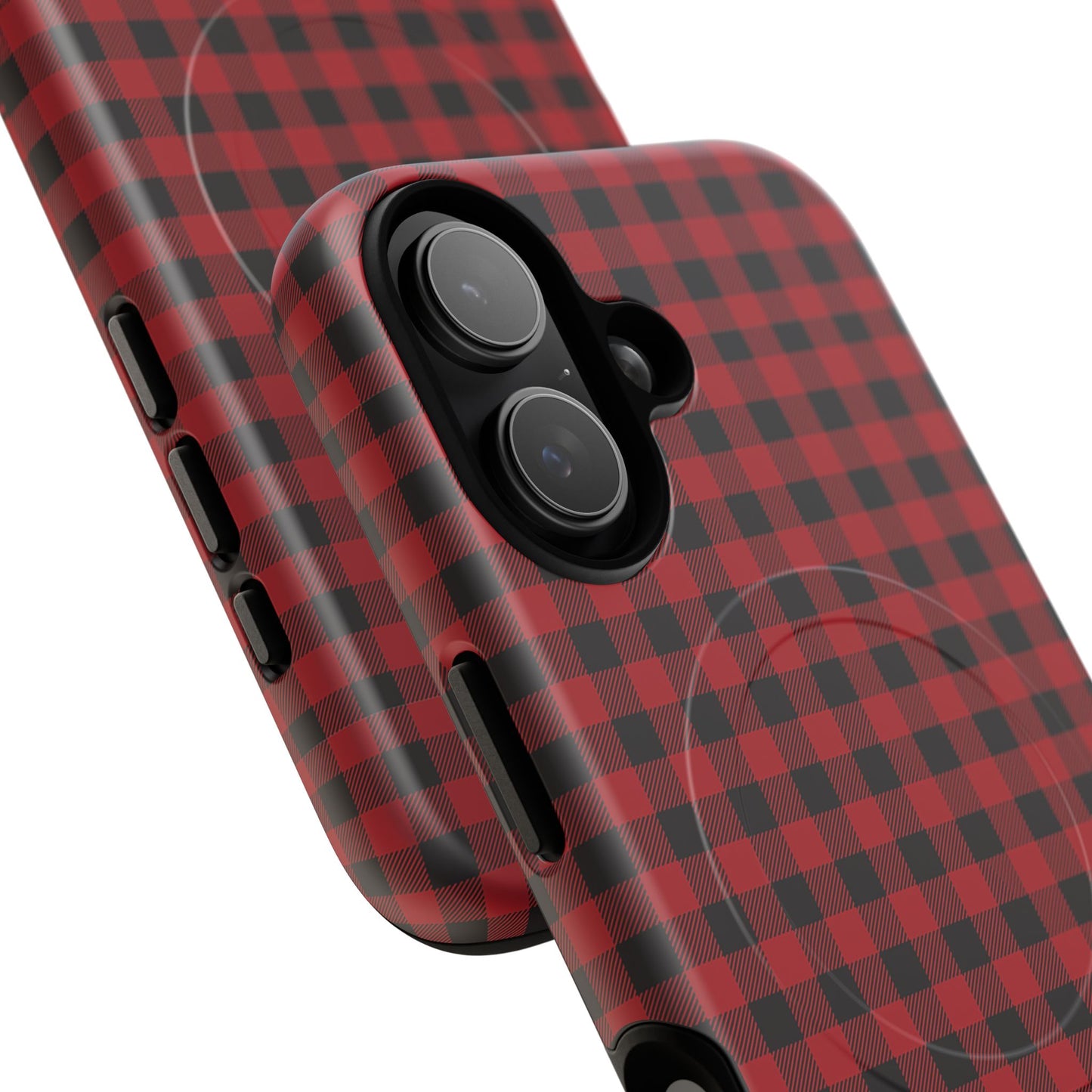 Tough Magnetic Phone Case - Red Plaid, Durable, Stylish Protection for iPhones, Gift for Outdoor Lovers, Unique Phone Cover