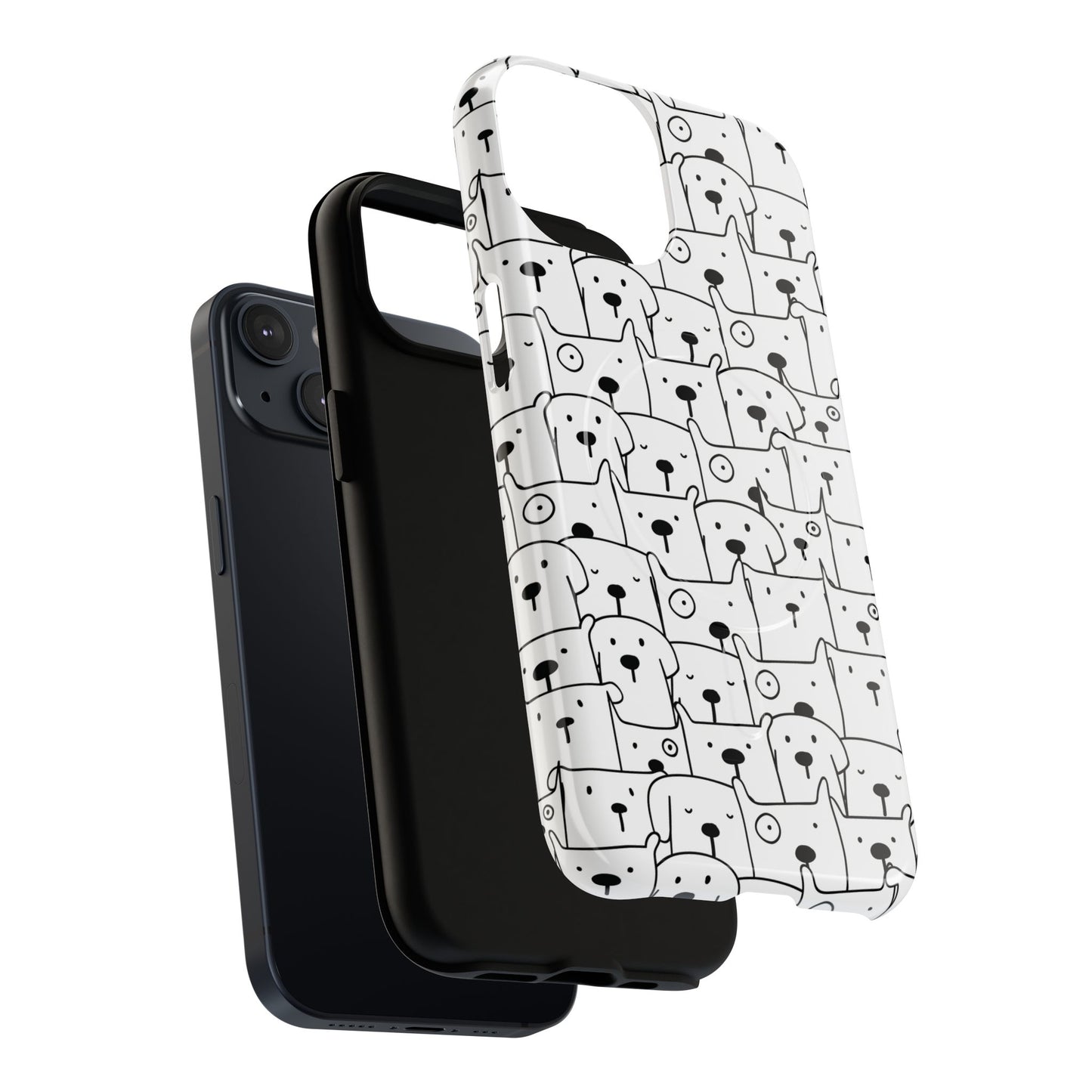 Cute Woof Line-Up iPhone Case, Tough Magnetic Case for Pet Lovers, Stylish Phone Accessory, Gift for Dog Owners, Protective Pet Case