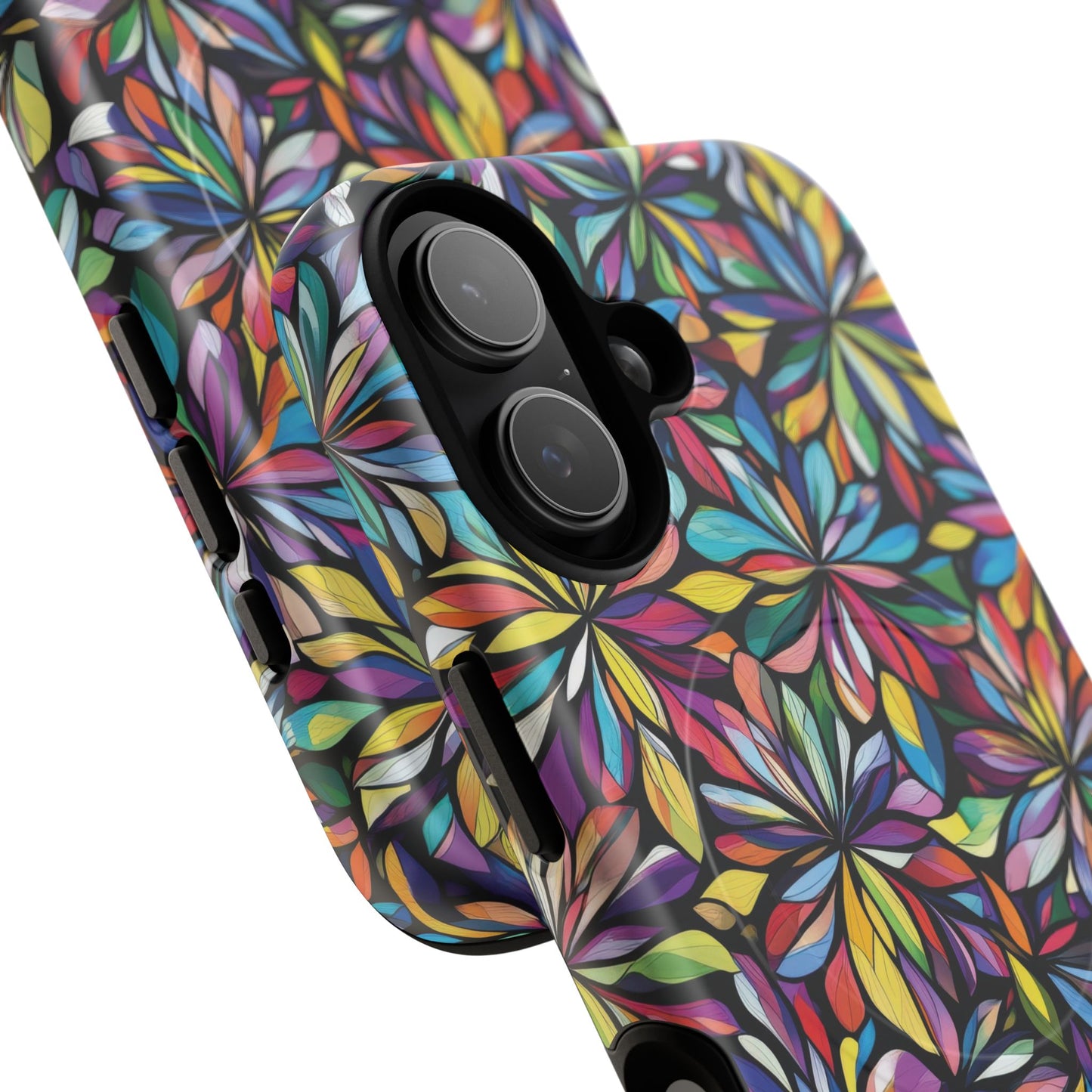 Prism Petal Burst Tough Magnetic iPhone Case, Colorful iPhone Case, Unique Gift for Flower Lovers, Stylish stained Glass Accessory