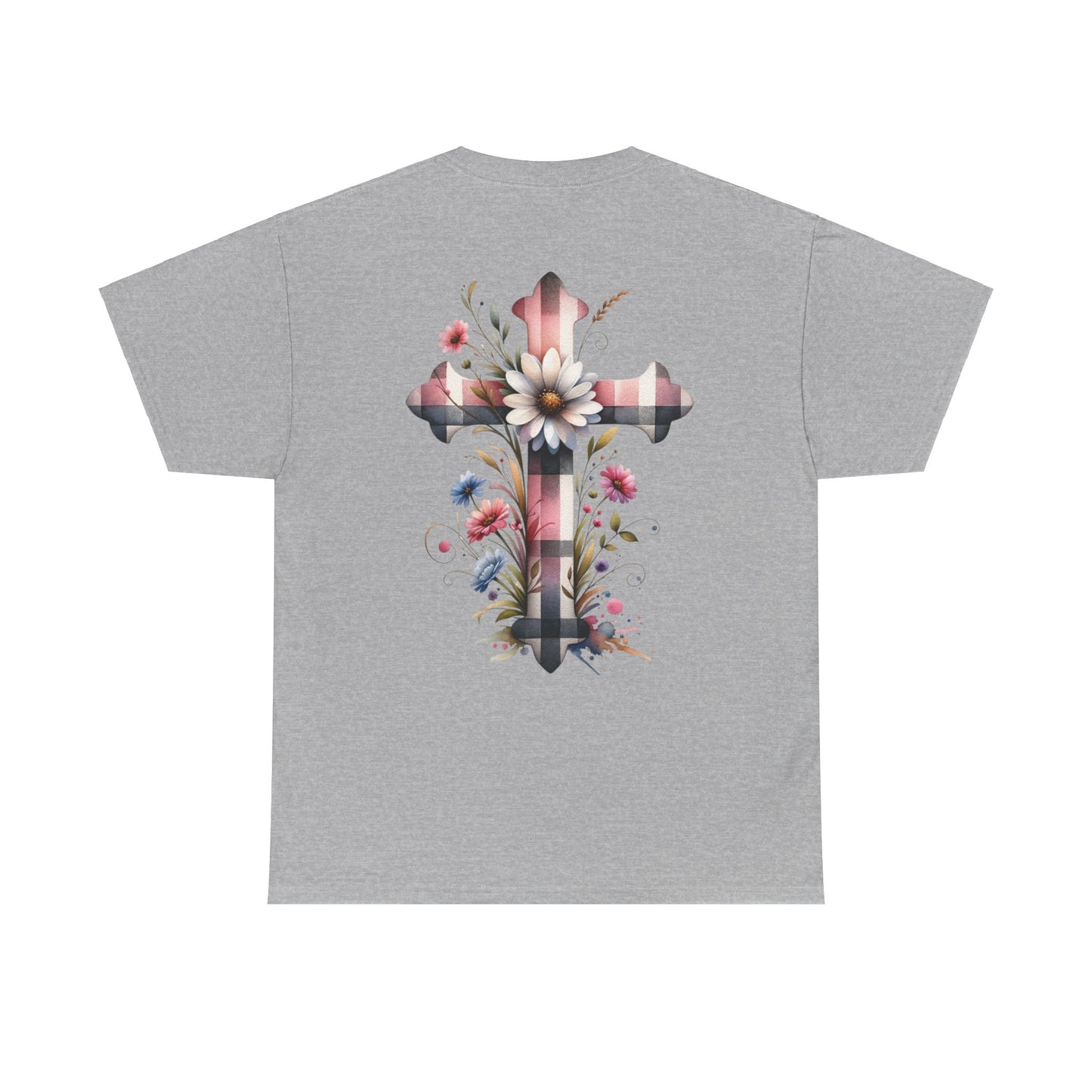 Faith and Floral Cross Unisex Heavy Cotton Tee