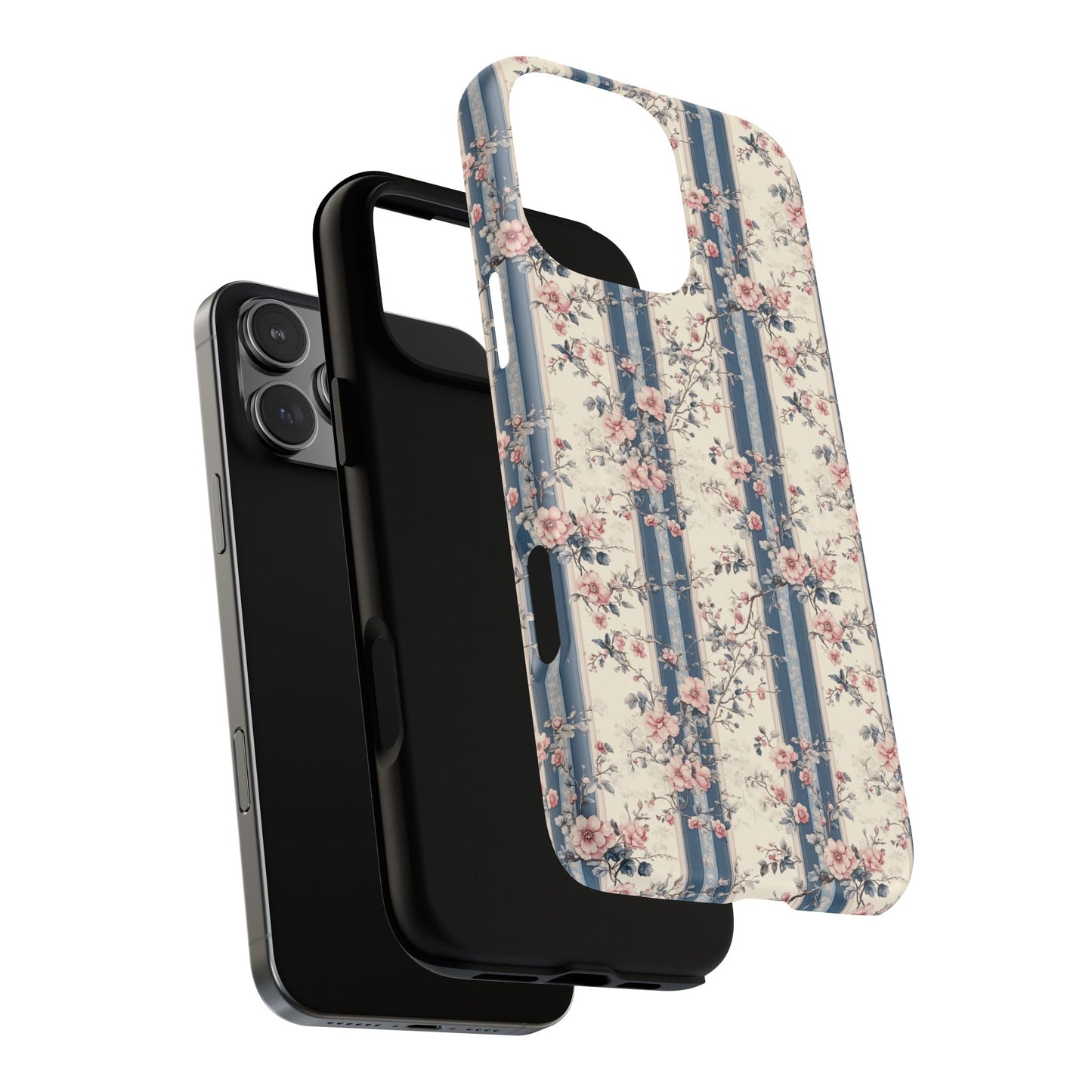 Victorian Rose Stripe iPhone Case, Tough Magnetic Cases for Stylish Protection, Flower Pattern iPhone Cover, Trendy Gift Idea for Her