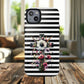Faith in Bloom Tough iPhone Magnetic Case, iPhone Accessories, Floral iPhone Cover, Durable Cases for Gifts, Black and White Stripes