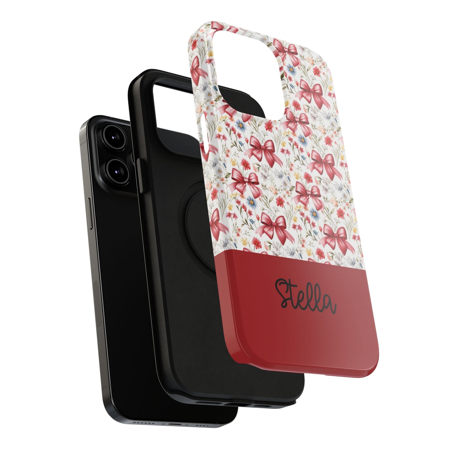 Personalized Rosette Coquette Floral Bow iPhone and Samsung Impact-Resistant Case — Custom Name Case