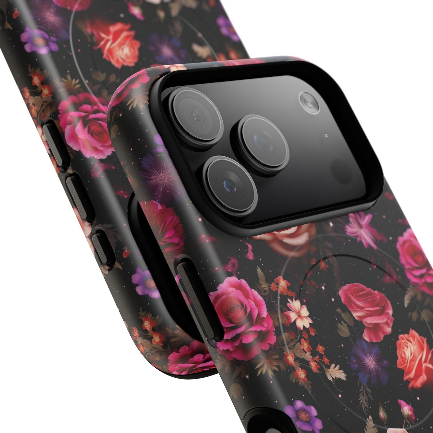 Starry Rose Garden Tough Magnetic Phone Case, Stylish Phone Cover, Gift for Her, Elegant Floral Design, Durable Phone Accessories