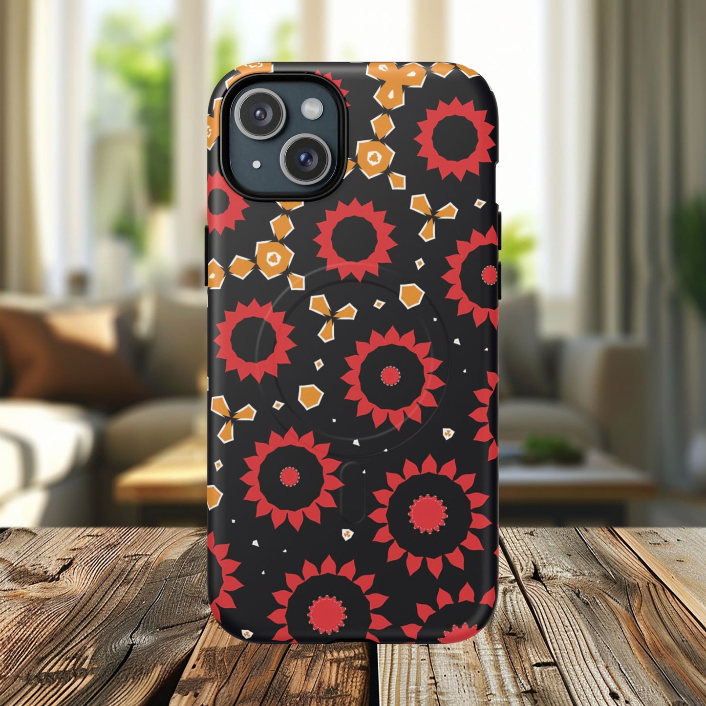 Midnight Ember Bloom Tough Magnetic iPhone Case, Bohemian Floral Design, Stylish iPhone Protection, Gift for Her, Trendy iPhone Accessories
