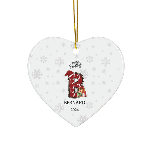 Personalized Initial Candy Cane ''B'' Ceramic Ornament- 4 shapes