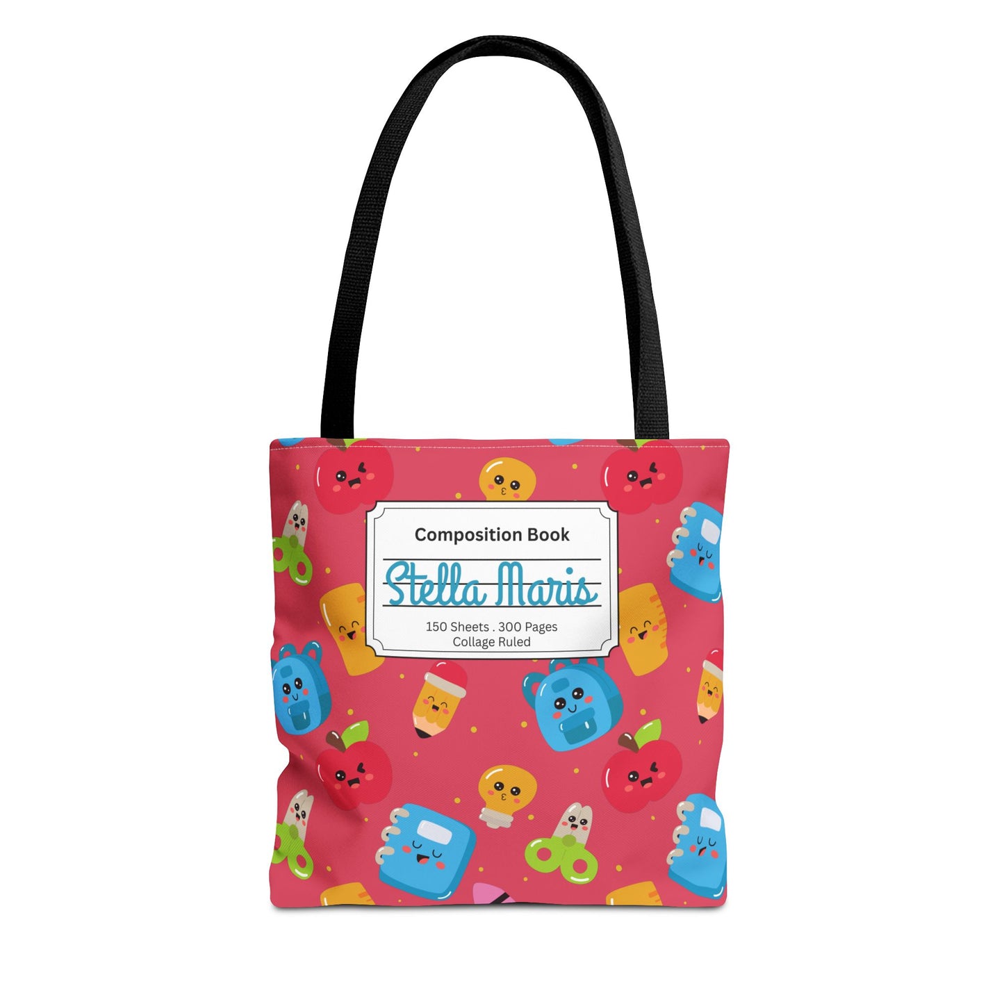 Personalized Kawaii Composition Book Inspired Tote Bag, Back to School Tote, Teacher Gift, Kids Bag, Custom Name Bag, Educational Accessories, Back to School Tote Bag.