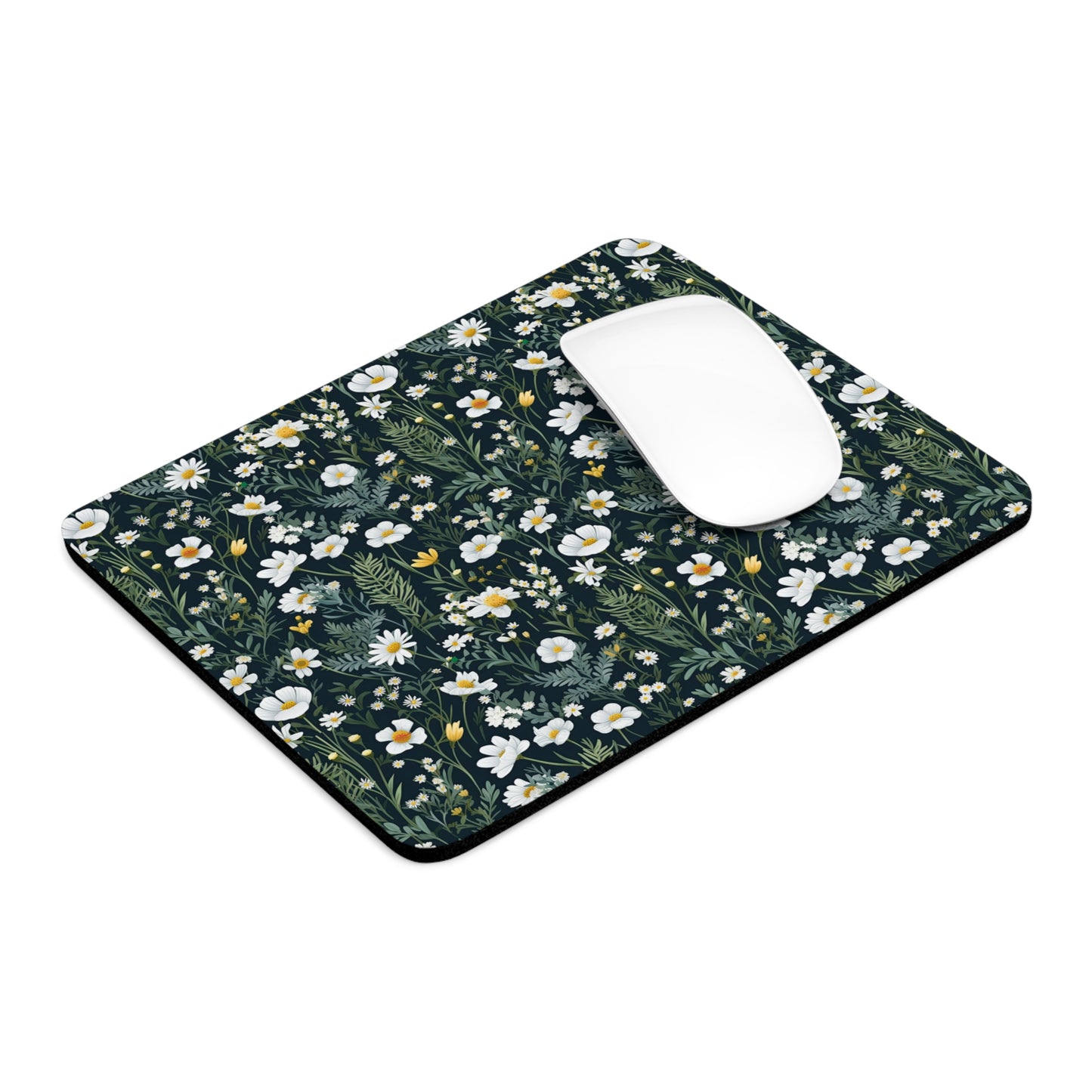 Daisy Delight Botanical Floral Mouse Pad - Beautiful Greenery Design for Home or Office.