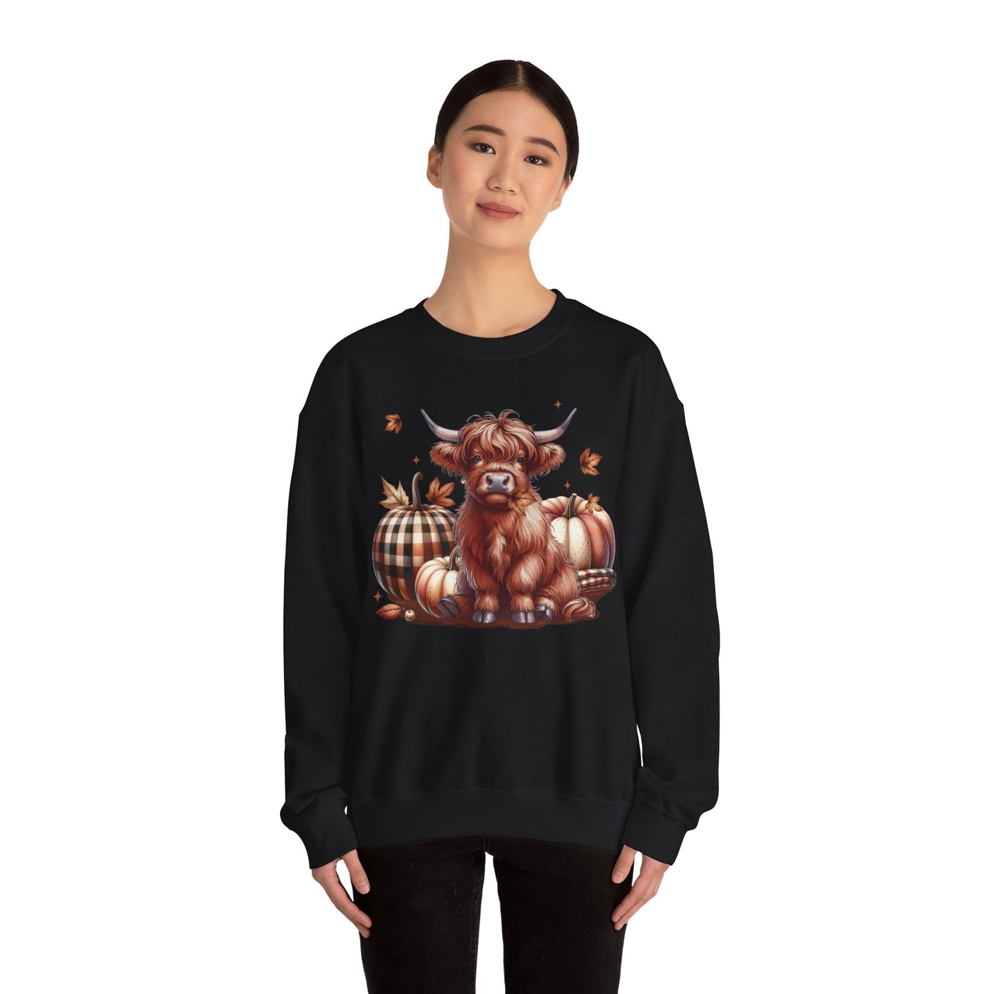 Autumn Highland Cow Charm Unisex Heavy Blend™ Crewneck Sweatshirt