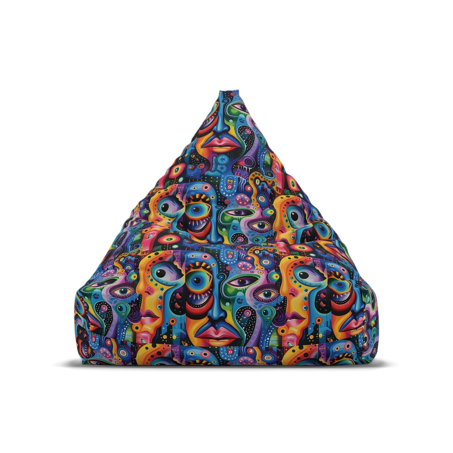Psychedelic Visions Vibrant Artistic Bean Bag Chair Cover - Colorful Abstract Design for Cozy Spaces