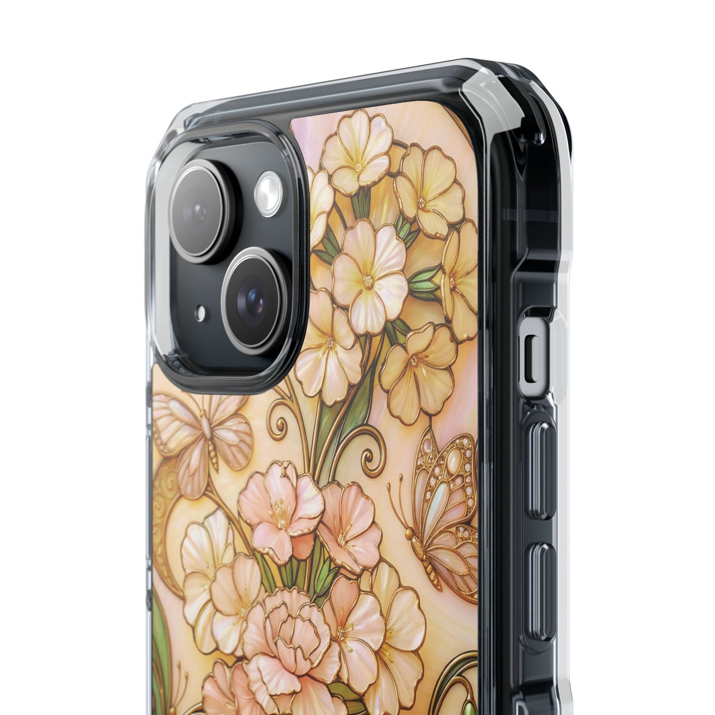 Floral Vintage Art Stained Glass Effect Nouveau Clear Magnetic Impact Case