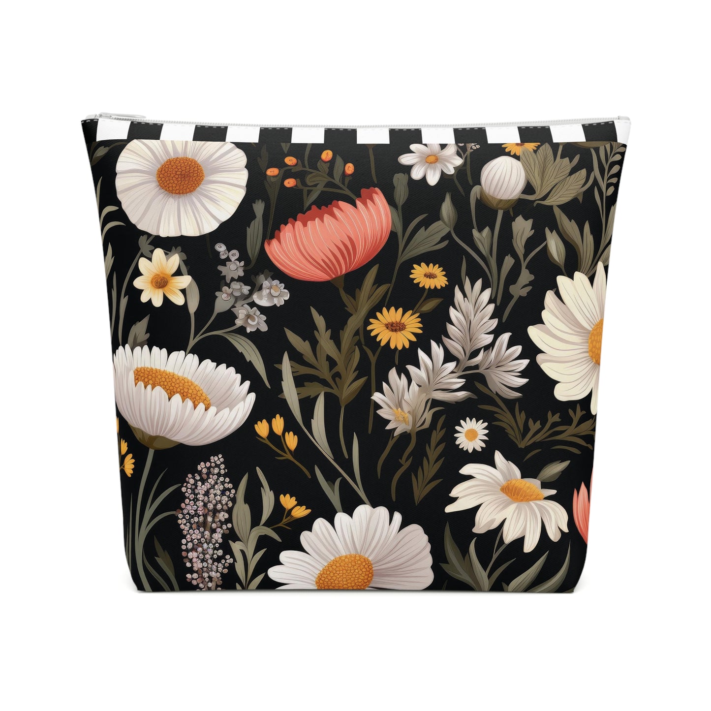 Blossom Elegance: Noir Garden Cotton Cosmetic Bag