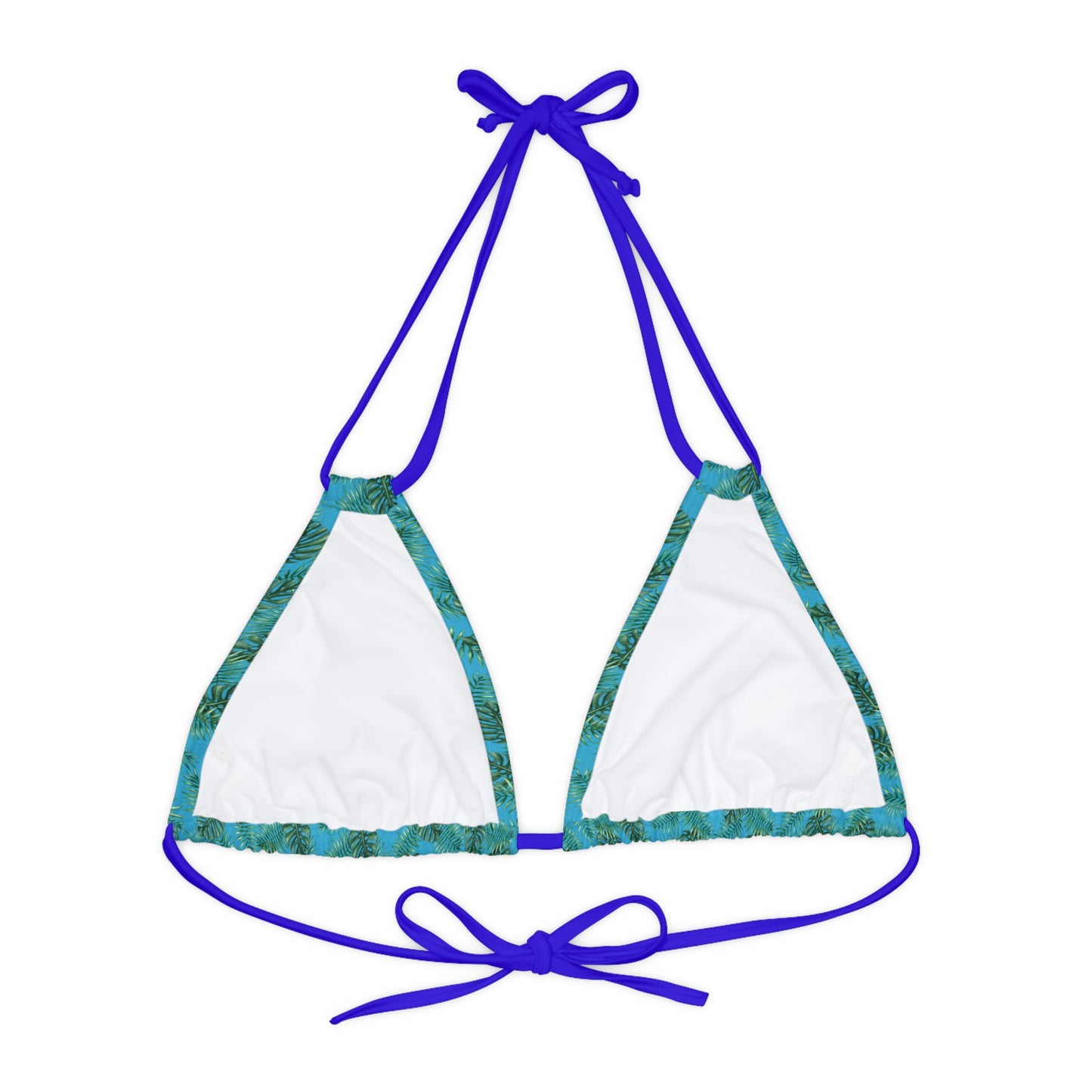 Turquoise Tropical Bliss Strappy Triangle Bikini Top (AOP)- (PY)
