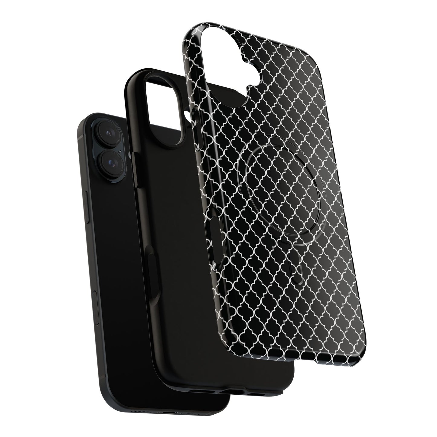 Noir Mosaic Tough iPhone Magnetic Case, Geometric Patterned Case, Durable iPhone Cover, Unique Tech Accessories, Perfect Gift for Him/Her
