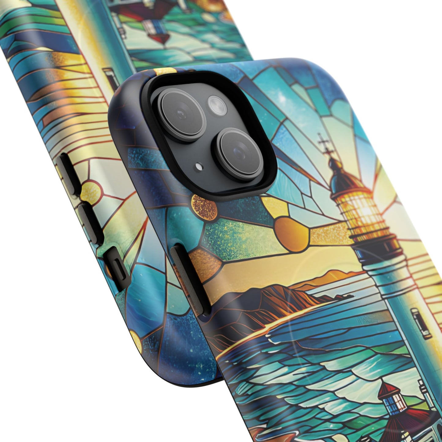 Stained Glass Lighthouse Phone Case - Tough Magnetic Cases, Unique Gifts for Nature Lovers, Beach Vibes, Travel Accessories, Coastal Decor