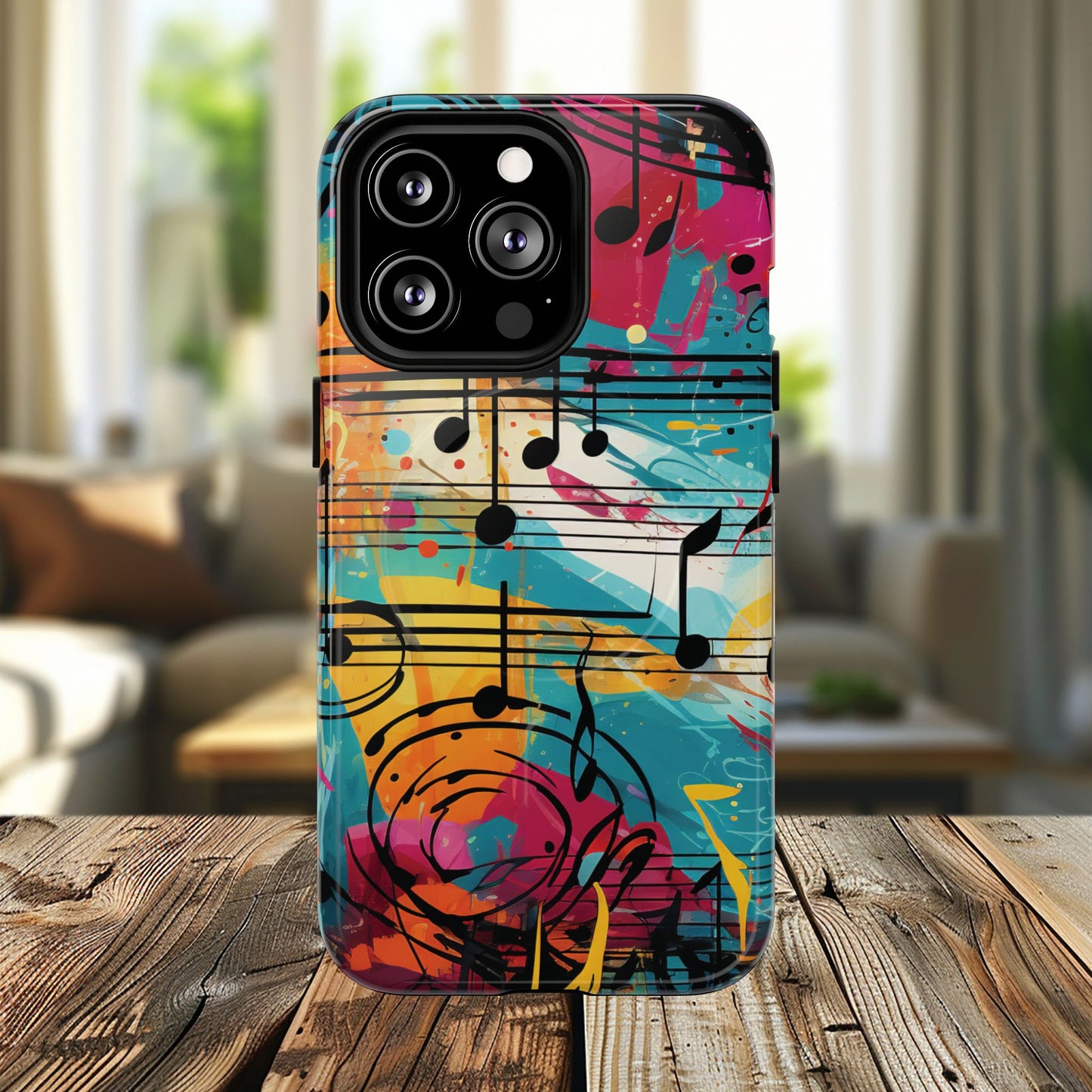 Vibrant Music Note Phone Case, Tough Magnetic Case, Music Lover Gift, Colorful Phone Accessory, Customizable Phone Cover, Unique Gift Idea