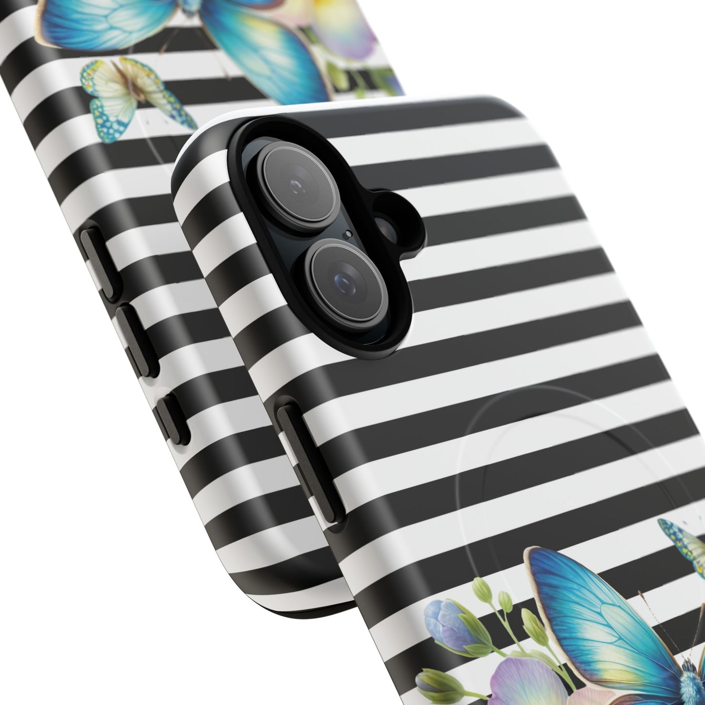 Pansy Parade Tough iPhone Magnetic Cases, Floral Tough Case, Striped iPhone Magnetic Cover, Phone Accessory, Gift for Nature Lovers
