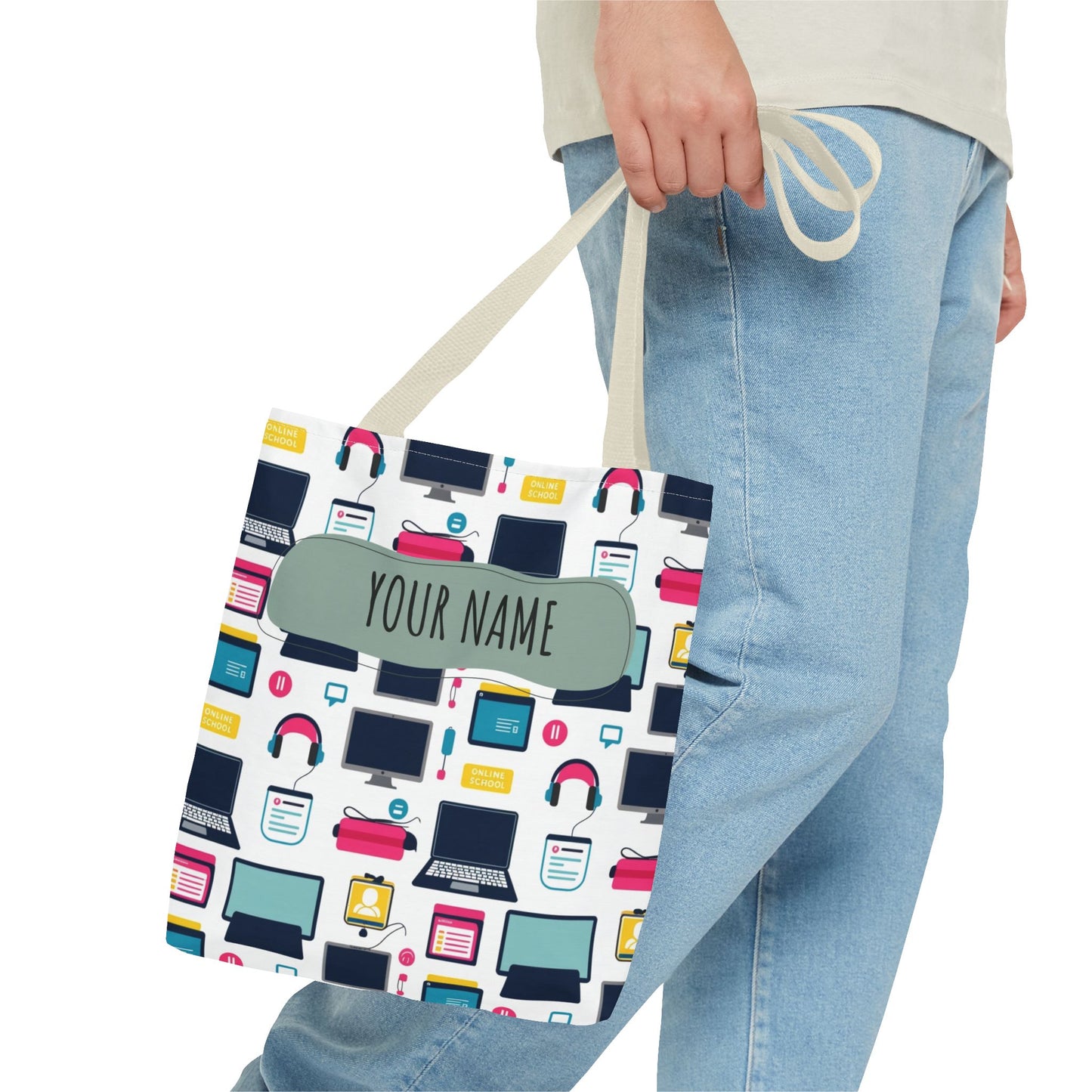 Techie Tote Bag - Stylish Personalized Tote for Students, Gift for Tech Lovers, Eco-Friendly Shopping Bag, Back to School.