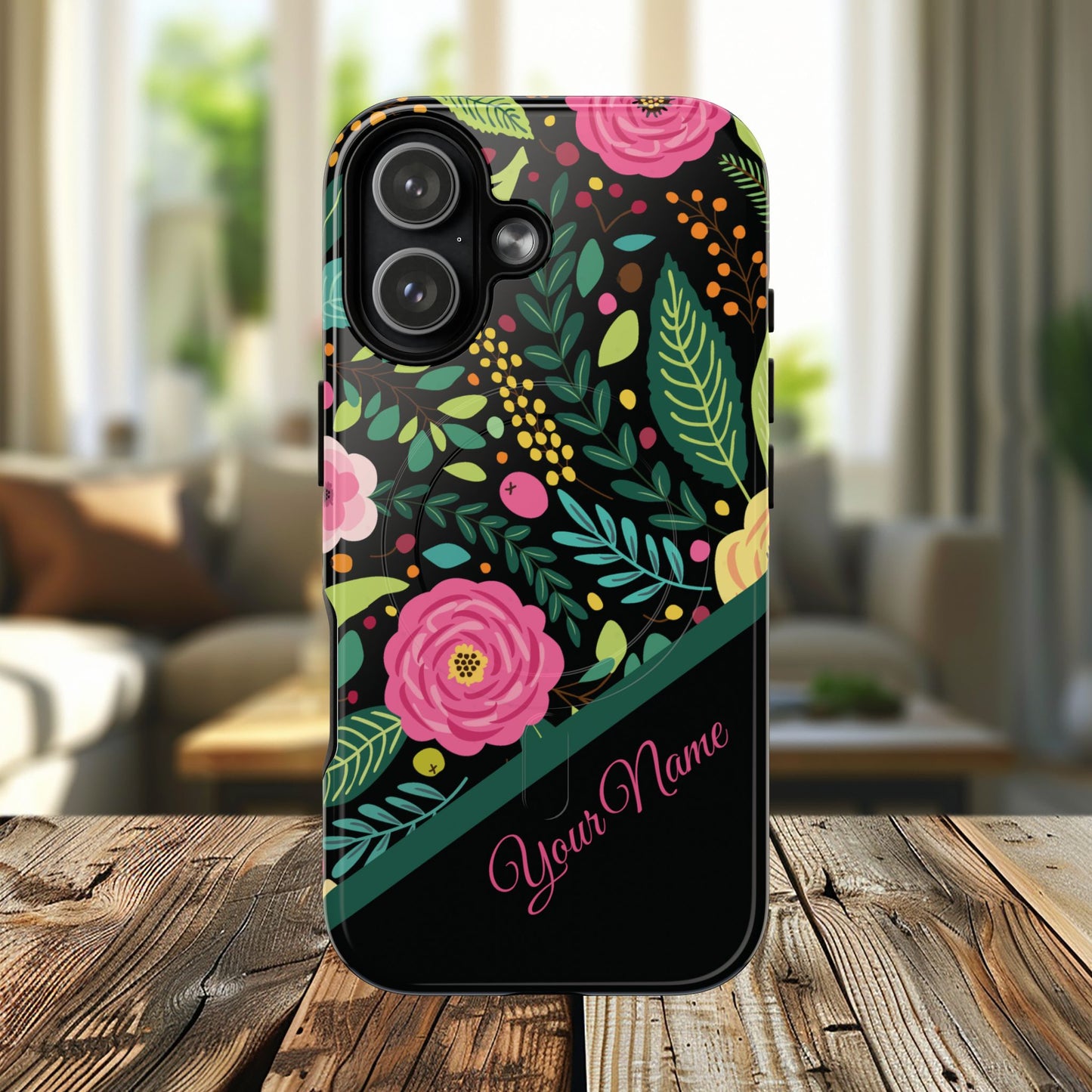Personalized Floral Fantasy Tough Magnetic iPhone Cases- a Gift for Gardeners, Mother's Day, Birthday Gift, Anniversary Gift, Presents