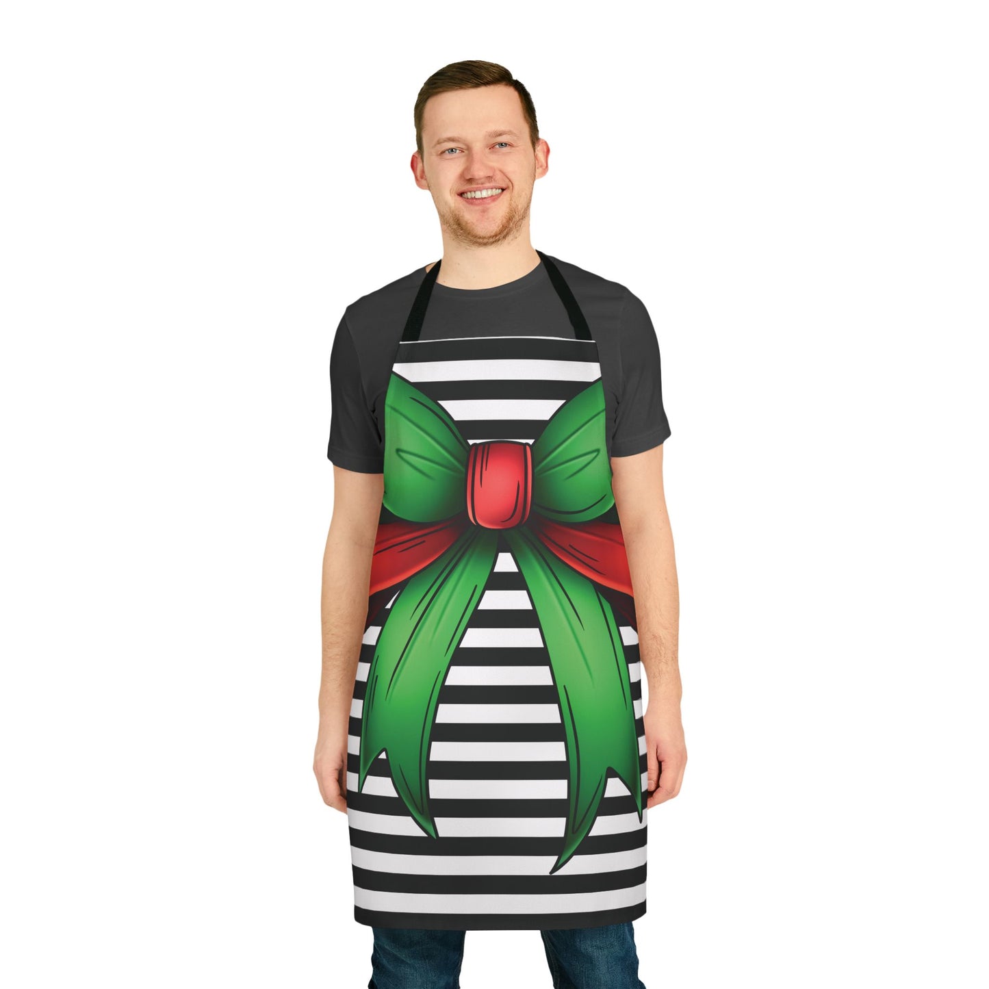 Striped Green Bow Chef's Apron