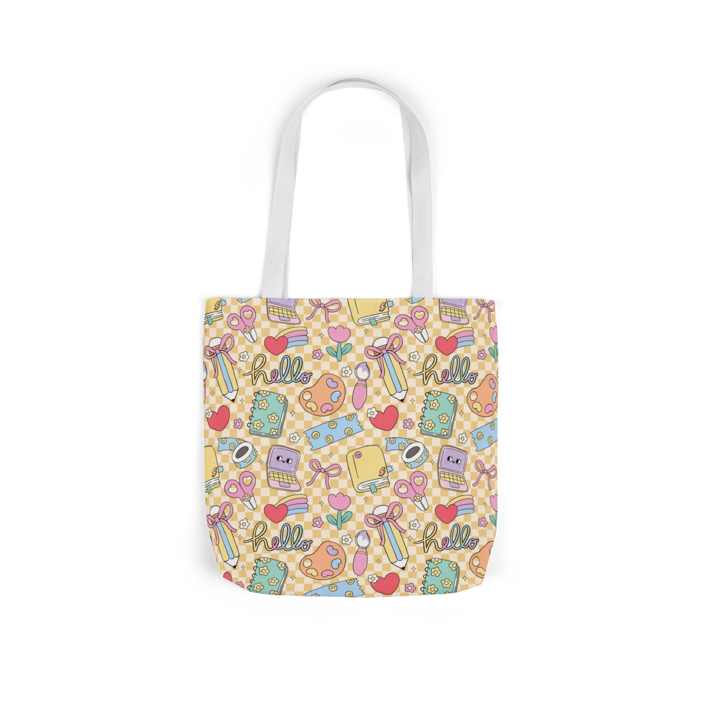 Personalized Doodle Daydream Composition Book Inspired Canvas Tote Bag with Colorful Straps, Cute School Bag, Eco-Friendly Tote, Back to School Shopping Bag, Teacher Gift Idea