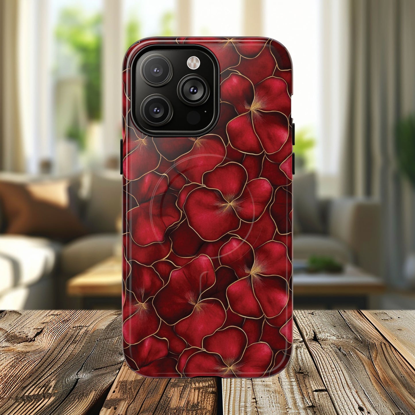 Velvet Petal Noir Tough iPhone Magnetic Case, iPhone Cover, Stylish Accessories, Gift for Her, Gift for Mother's, Floral Design, Protective iPhone Case