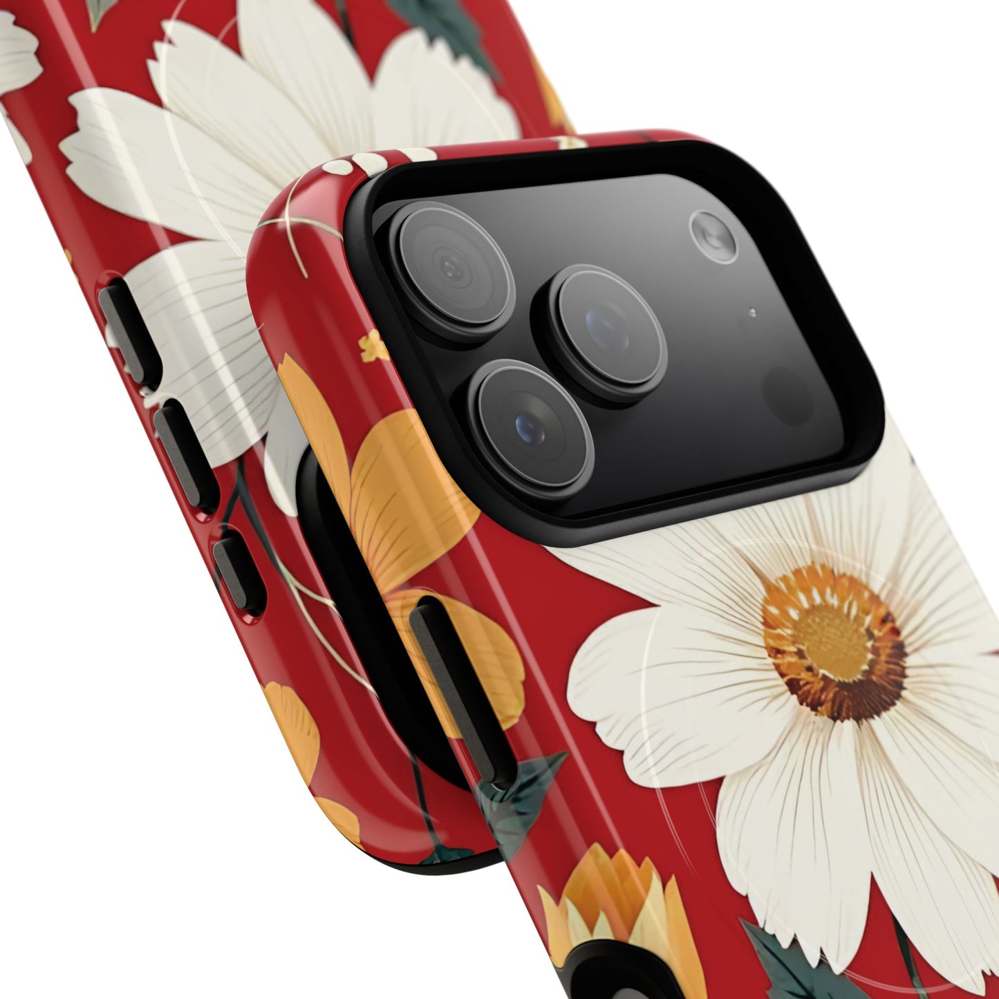 Floral Fusion Tough Magnetic Phone Case | Flower Design, Durable Protective Cover, Gift for Her, Spring Style, Unique Phone Accessory.