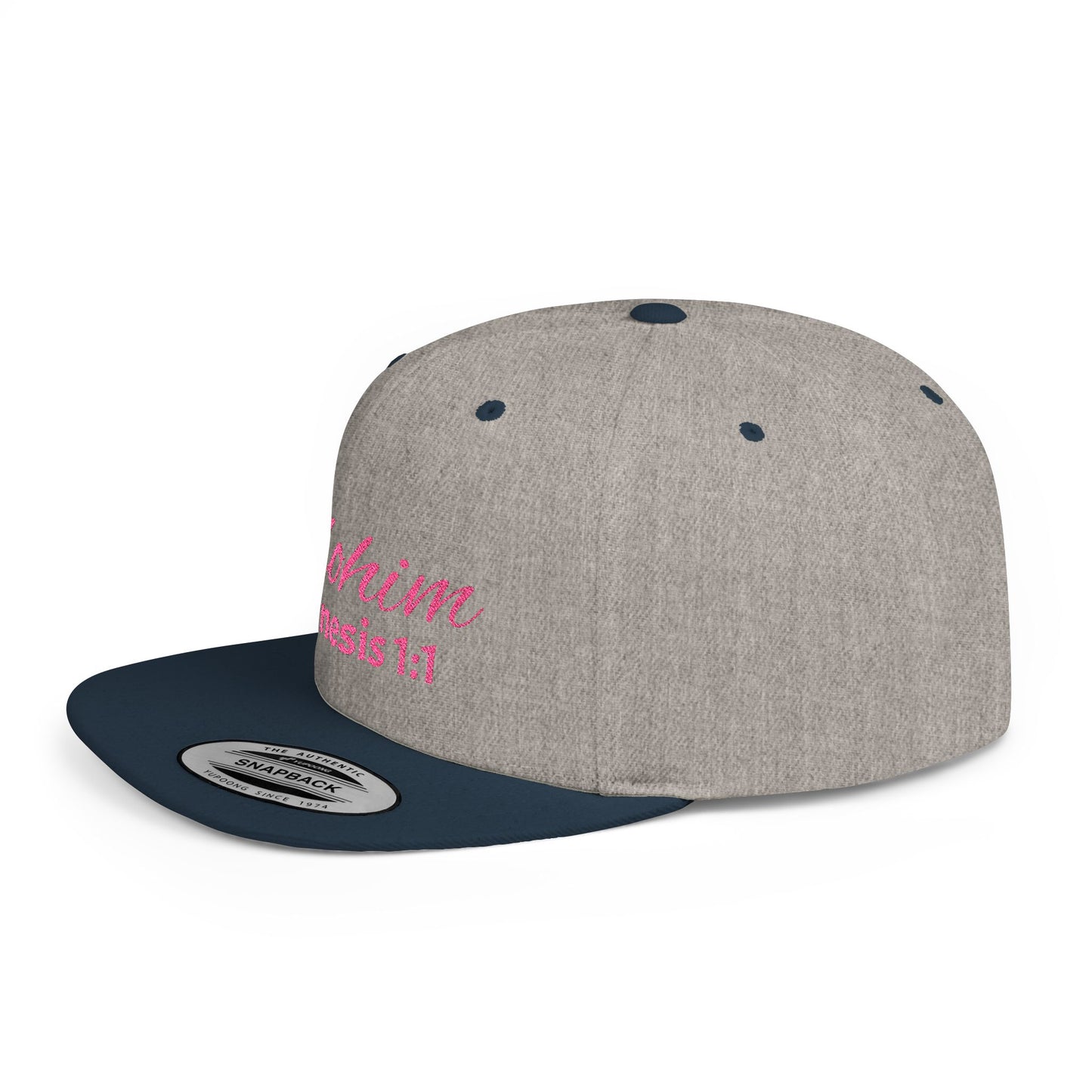 Pink Elohim Snapback Cap - Faith-Inspired Flat Bill Hat, Baseball Hat, Perfect for Gifts, Daily Wear, Spiritual Events