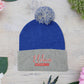 Red Pom-Pom Knit Cap with 'ELOHIM, GENESIS 1:1'  Embroidery Beanie - Stylish Winter Accessory for All Ages, Perfect Gift for Birthdays, Holidays, and Outdoor Activities