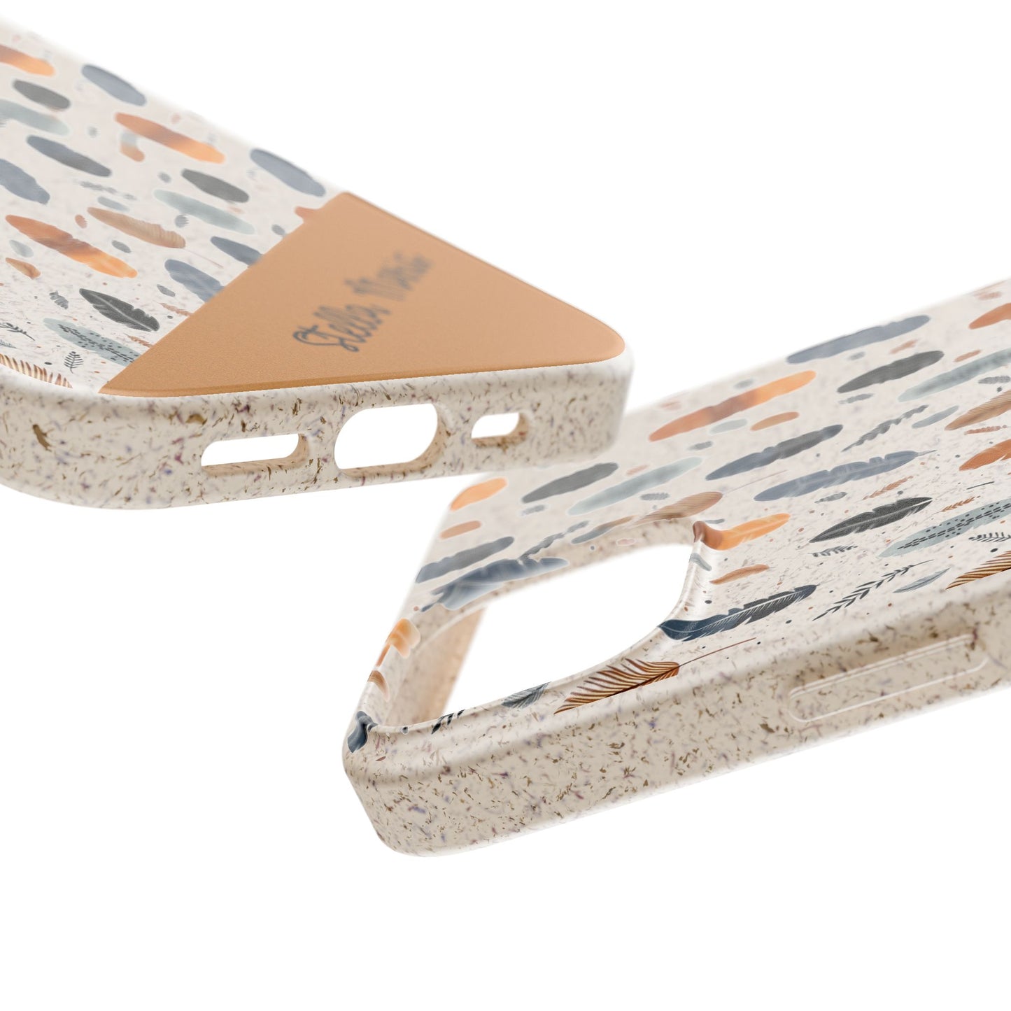 Personalized Whispering Feathers Samsung and iPhone Biodegradable Case, Custom Name Case.