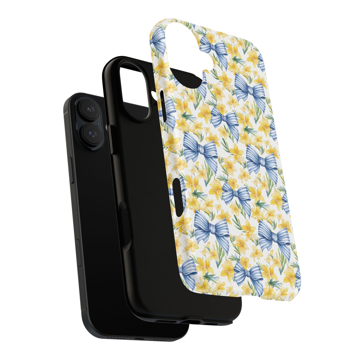 Sunshine Blue Coquette Bows Tough iPhone Magnetic Case for iPhones, Cute iPhone Cover, Spring Gift, Durable Case, Custom iPhone Protection