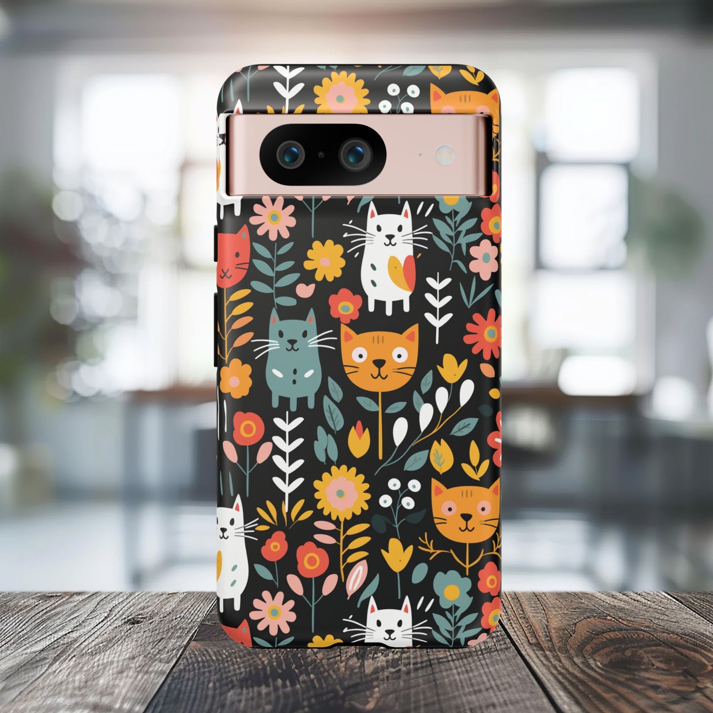 Whimsical Feline Garden iPhone, Samsung or Google Pixel Tough Cases