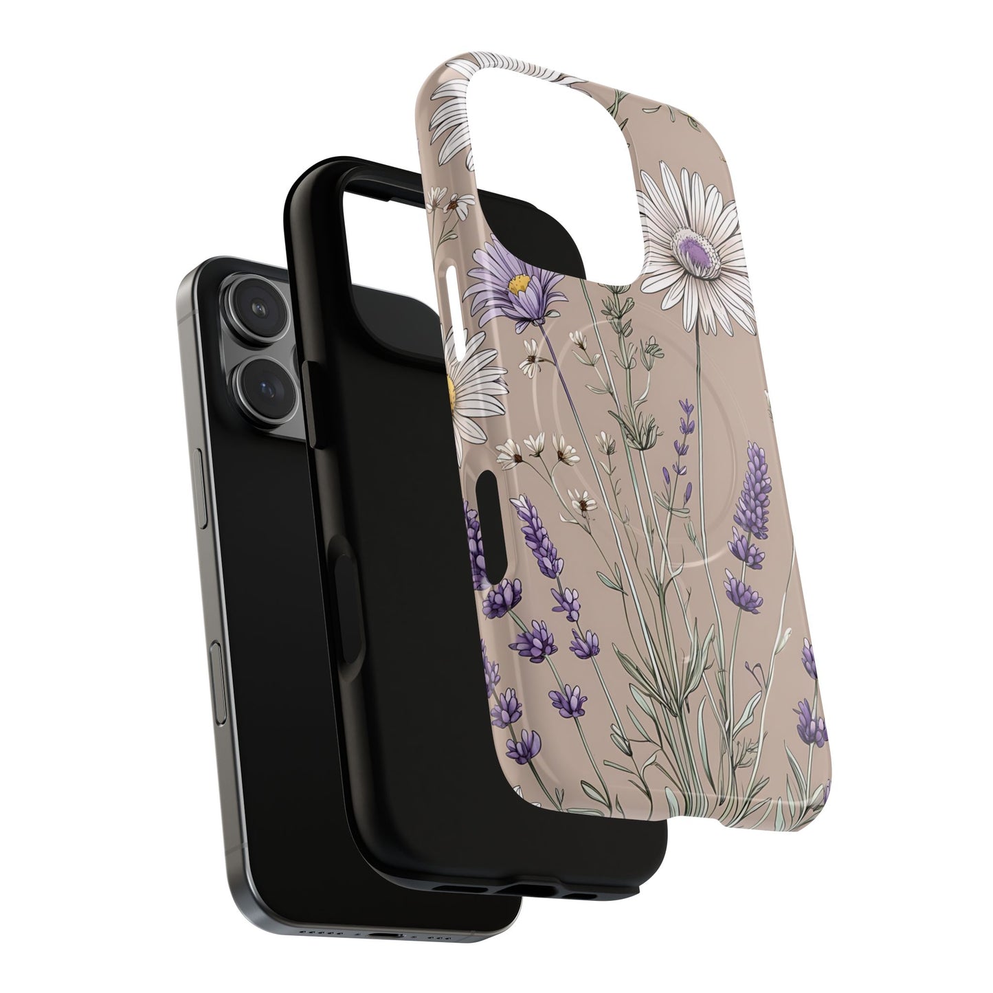 Lavender Floral Tough Magnetic Phone Case | Durable Protective Cover, Flower Design, Gifts for Her, Phone Accessories, Nature Lover