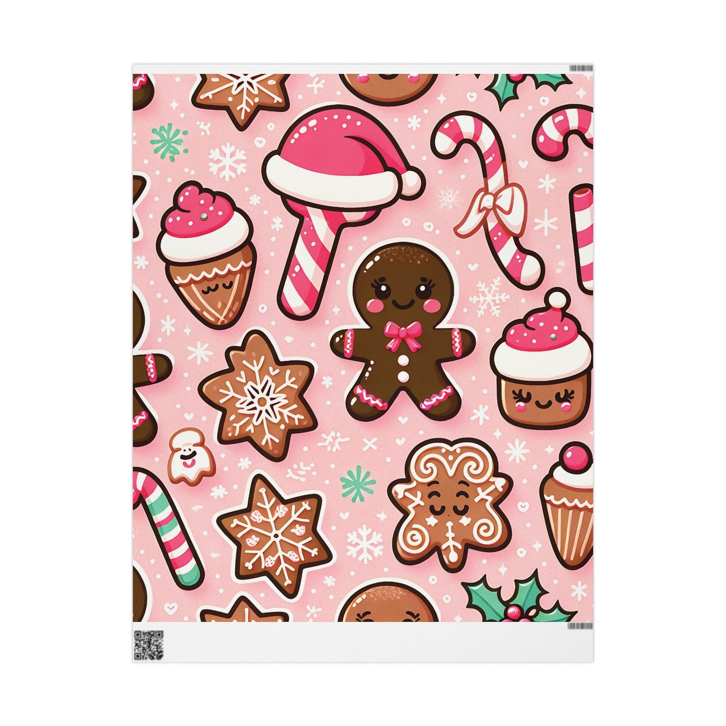 Wrapping Papers - Pink Ginger Bread Holiday Collection - Matte or Glossy Finish - 90gsm Paper