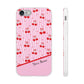 Personalized Cherry Blossom Dreams Flexi Case — Pink Retro Cherry iPhone® 7/8, 11, 12, 13, 14, 15, 16, 17, X/XS, SE, XR, Mini, Pro, Pro Max, Plus Cases.