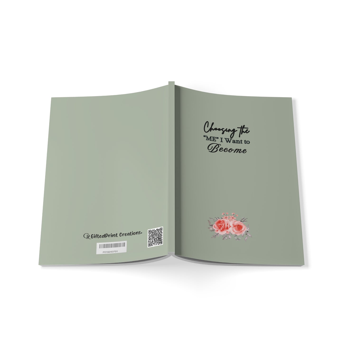 ''Choosing the 'me' I want to Become'' Softcover Notebook, Journal, Planner, Self-Care Gift, Inspirational Writing, A5 Notebook with Floral Design
