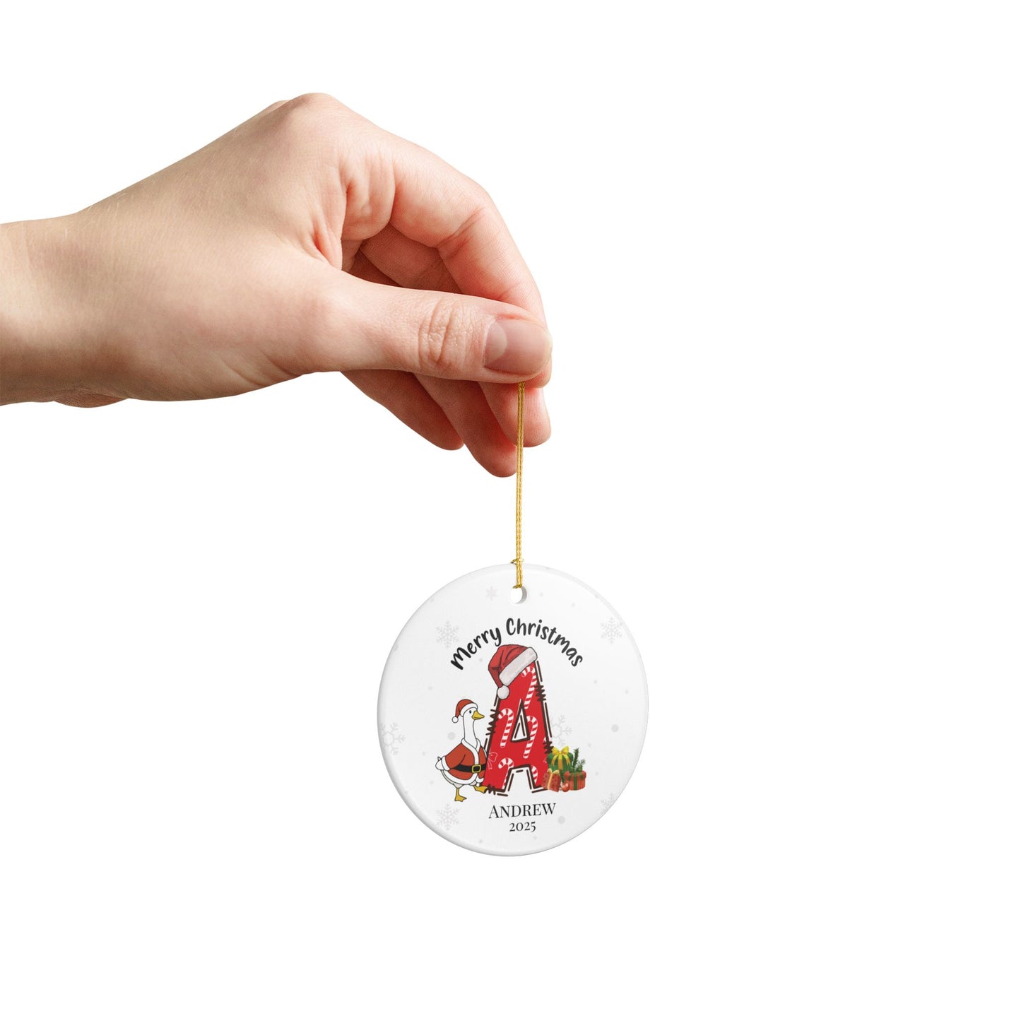 Personalized Christmas Ceramic Ornament with Name, Custom Keepsake Ornament.