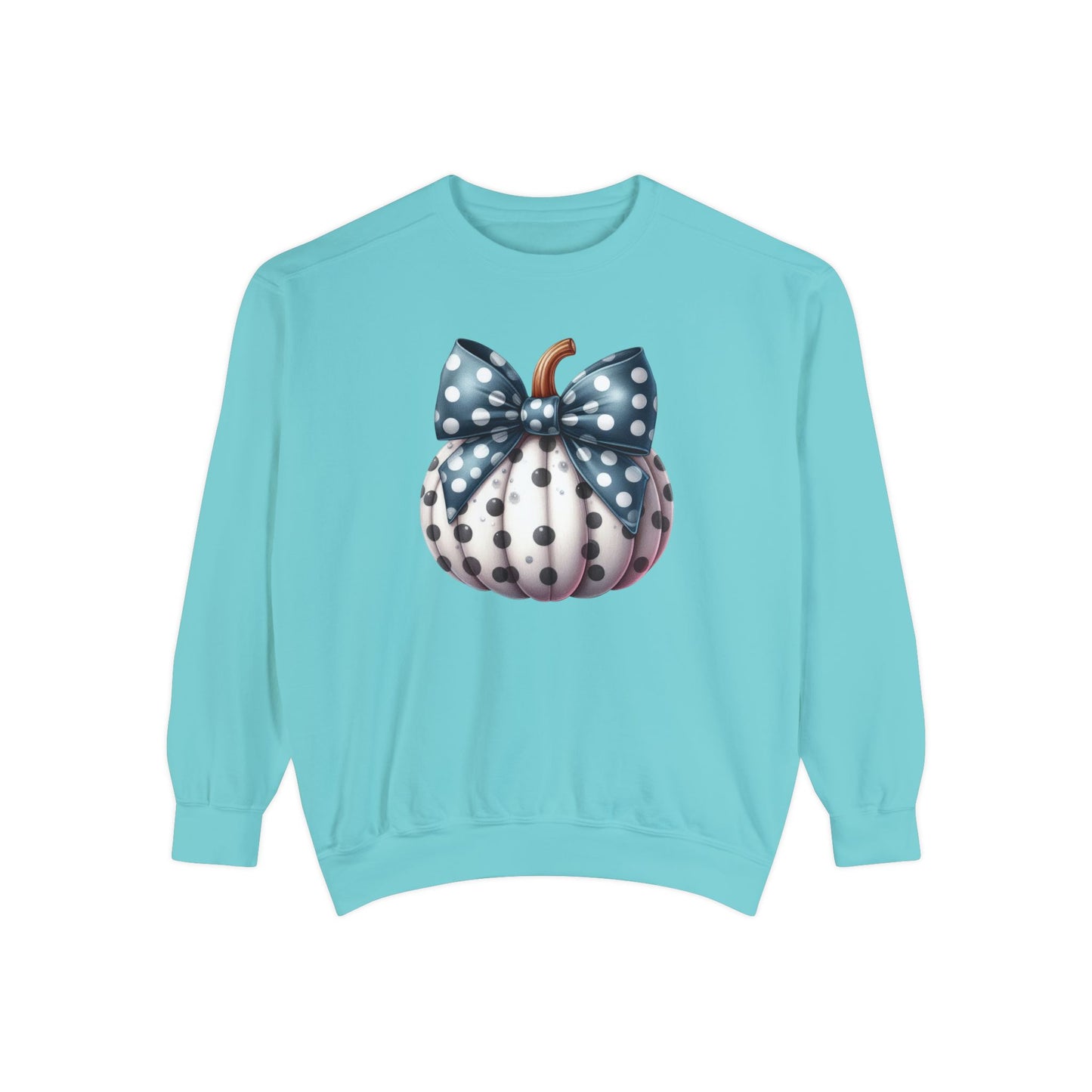 Polka Dot Pumpkin Charm Unisex Garment-Dyed Sweatshirt