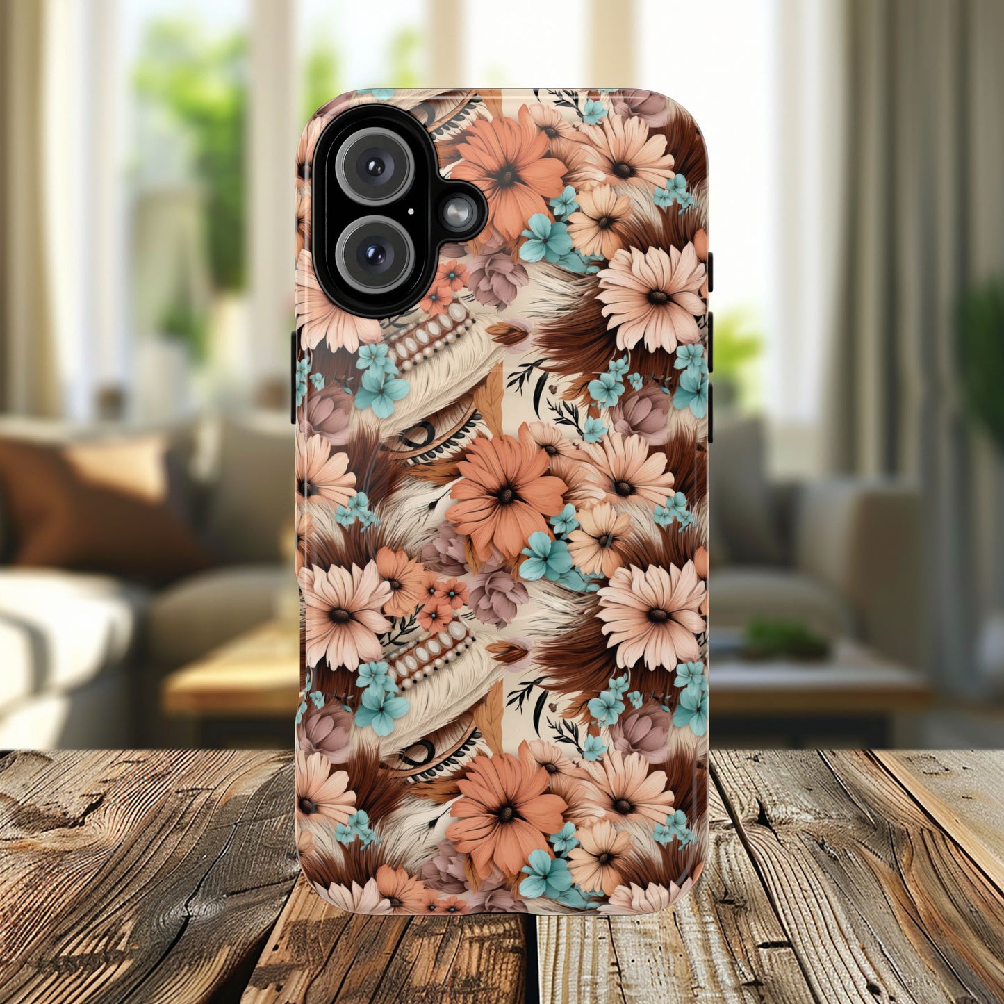 Spirit in Bloom Tough iPhone Magnetic Cases, Cute iPhone Accessories, Flower Design, Gifts for iPhone 14, 15, 16, 17, Pro Max, Boho Style, Western Style