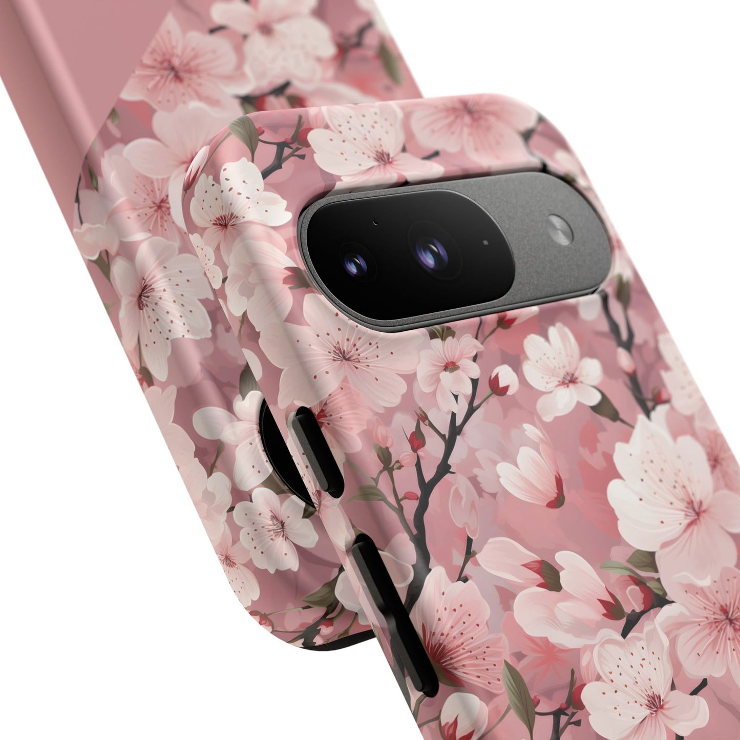 Personalized Cherry Blossom Tough Phone Case — Pink Floral Protective Case for Samsung & Google