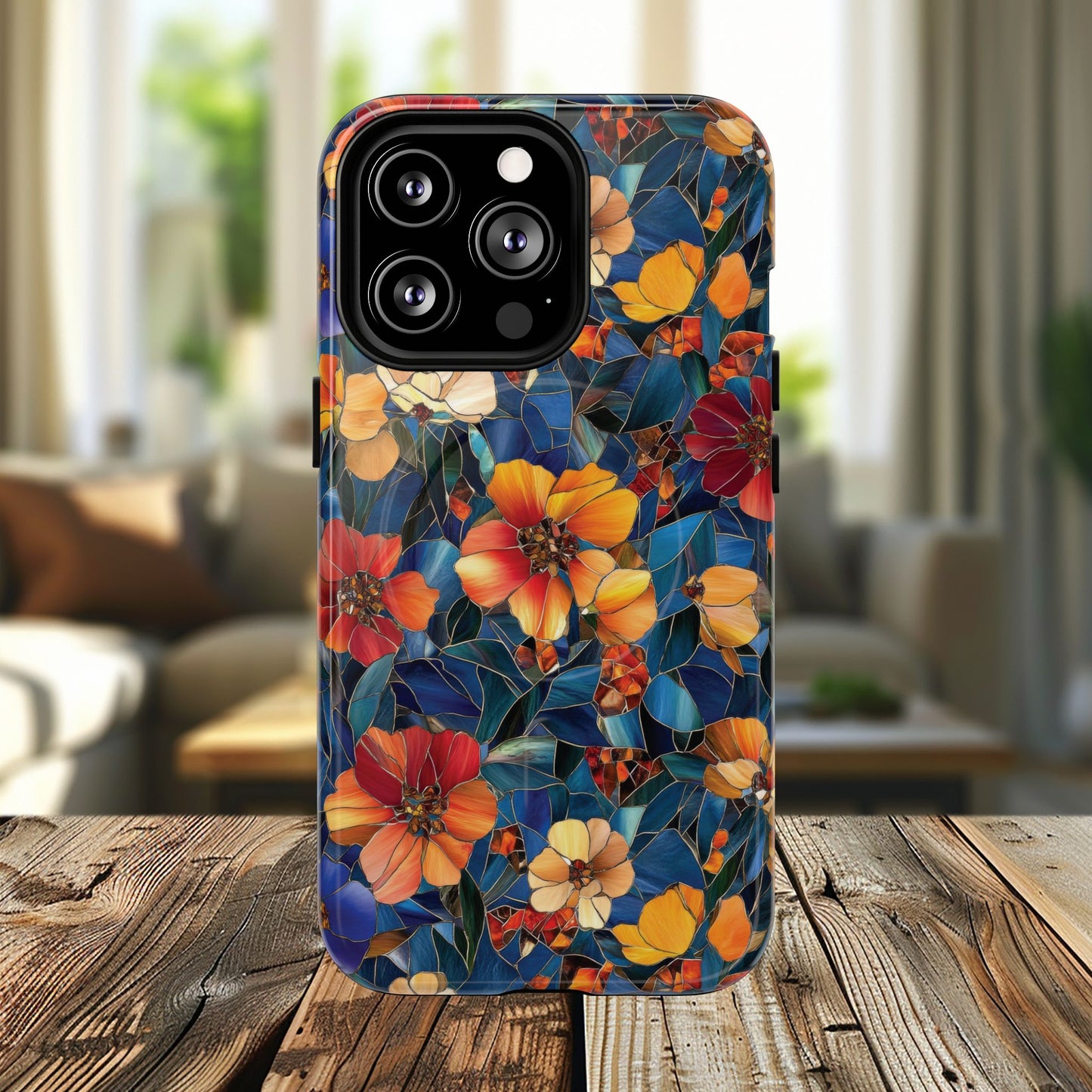 Cathedral Petals Tough Magnetic iPhone Case, Durable, Stylish, Unique Floral Design, Gifts for Her, Birthday, Everyday Use, Stained Glass iPhone Case.