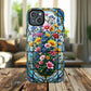 Floral Stained Glass Tough Magnetic Case, Durable Phone Cover, Gift for Nature Lovers, Unique Floral Design, Phone Accessories for All Occasions.